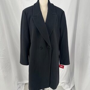 NEW DKNY Fashion Coat WOMENS Black Button Double Breasted Long SIZE XL